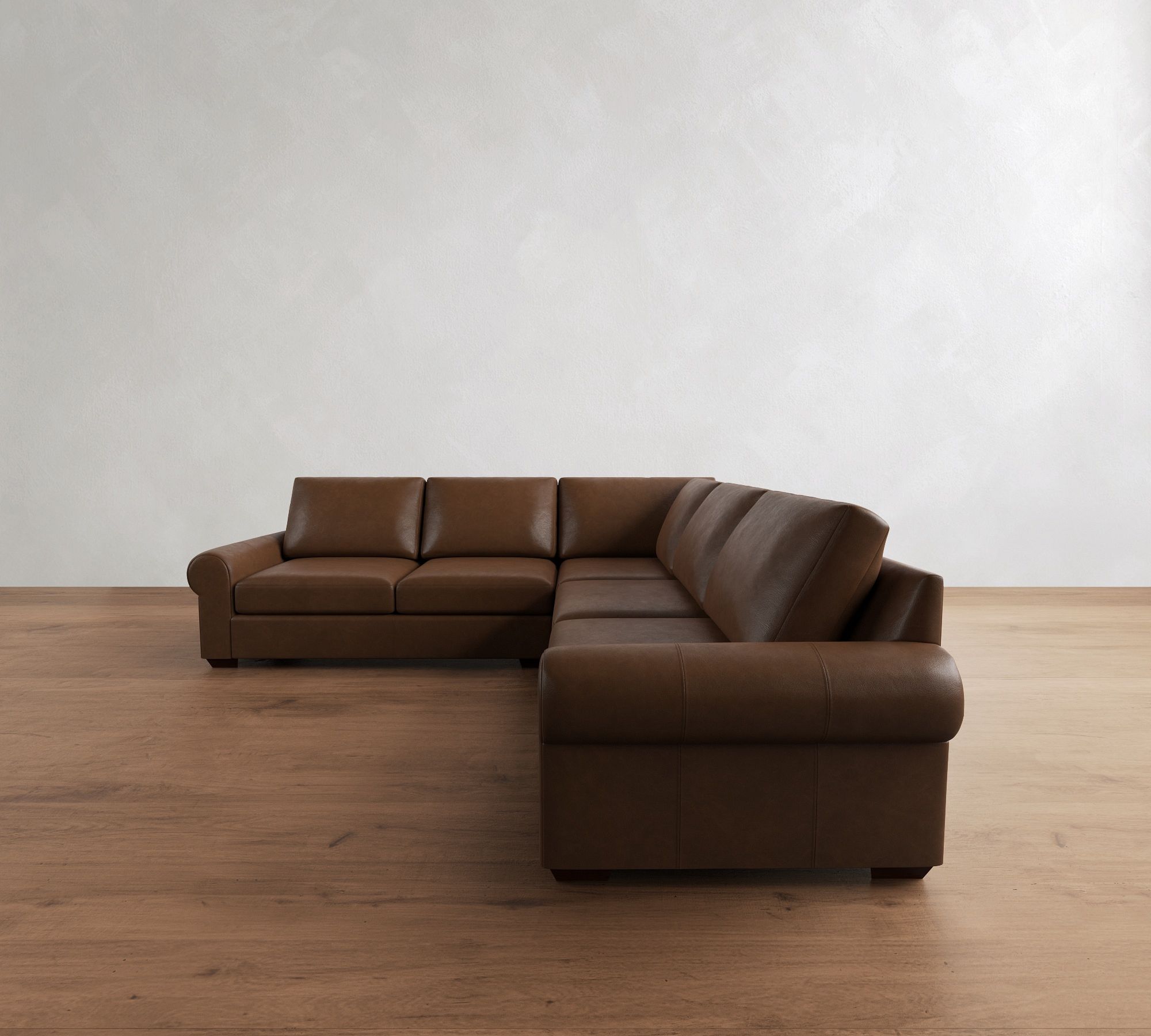 Big Sur Roll Arm Leather 3-Piece L-Shaped Sectional (115") - thumbnail 9