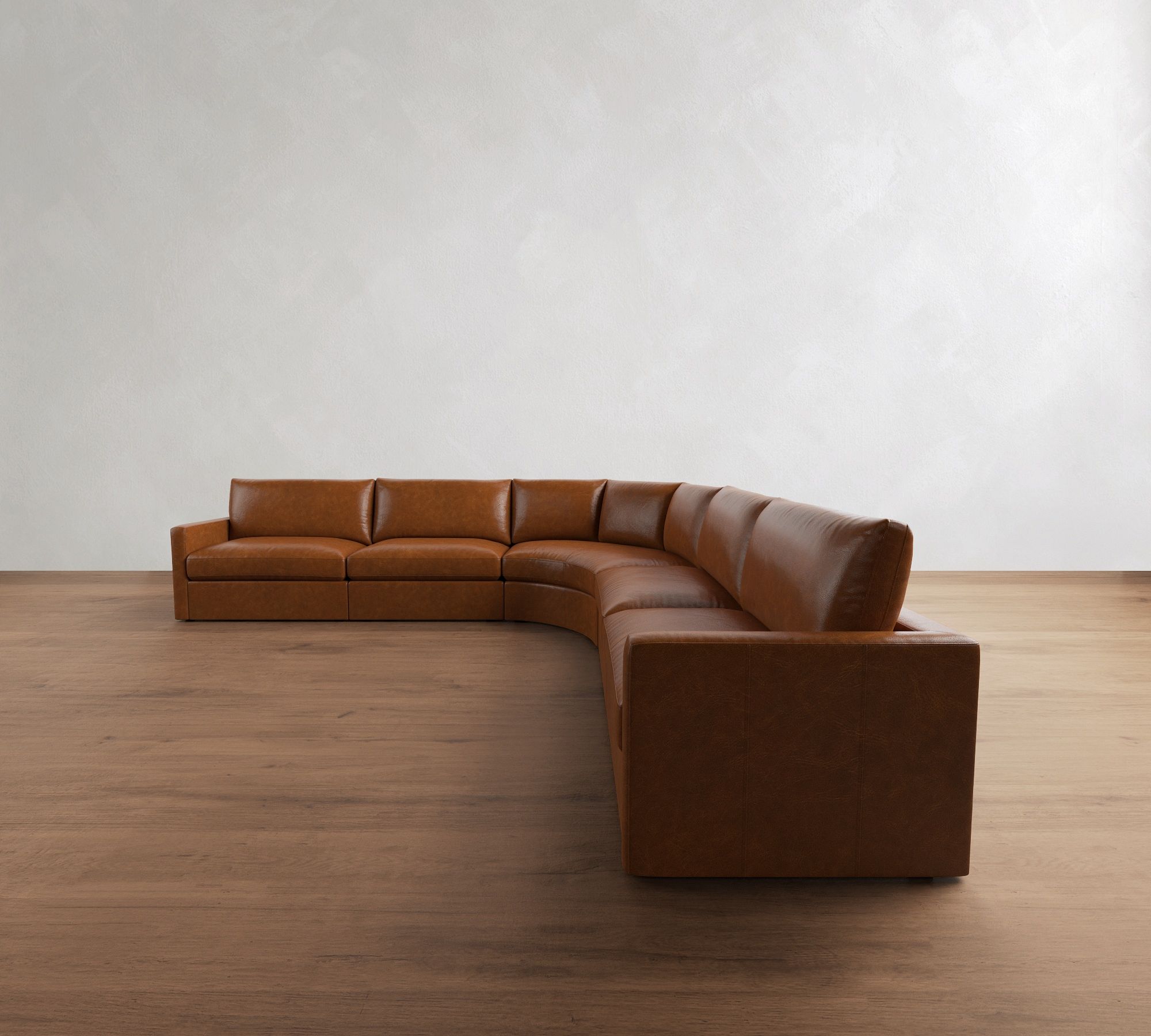 Westwood Slim Arm Leather 5-Piece Curved Wedge Sectional (145")