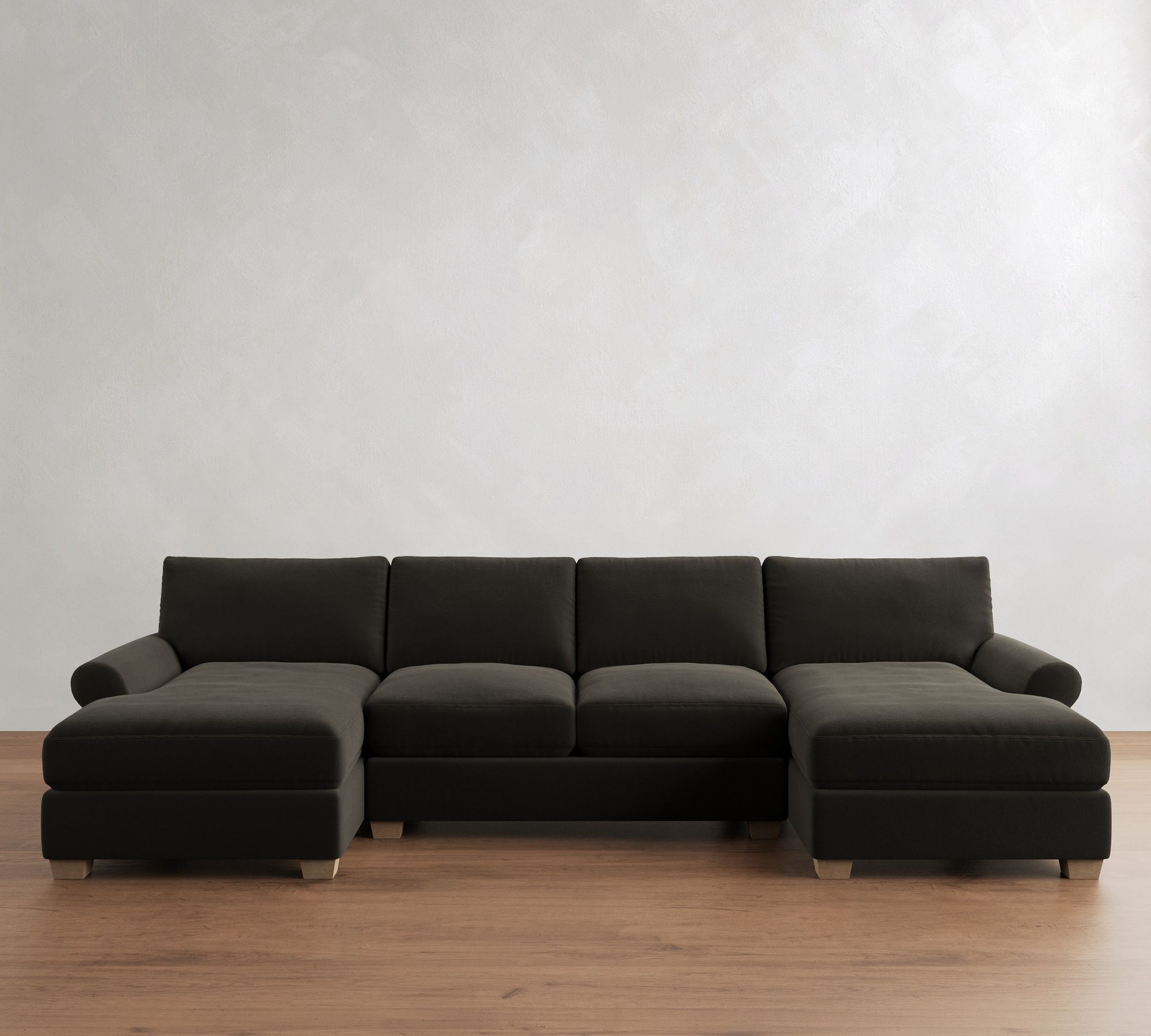 PB Comfort Modern Roll Arm Double Chaise Sectional (135"-170")