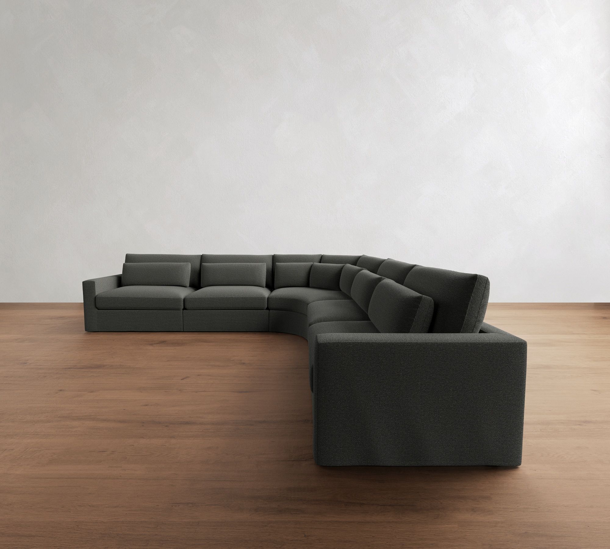 Westwood Square Arm Deep Seat Slipcovered 5-Piece Curved Wedge Sectional (156")