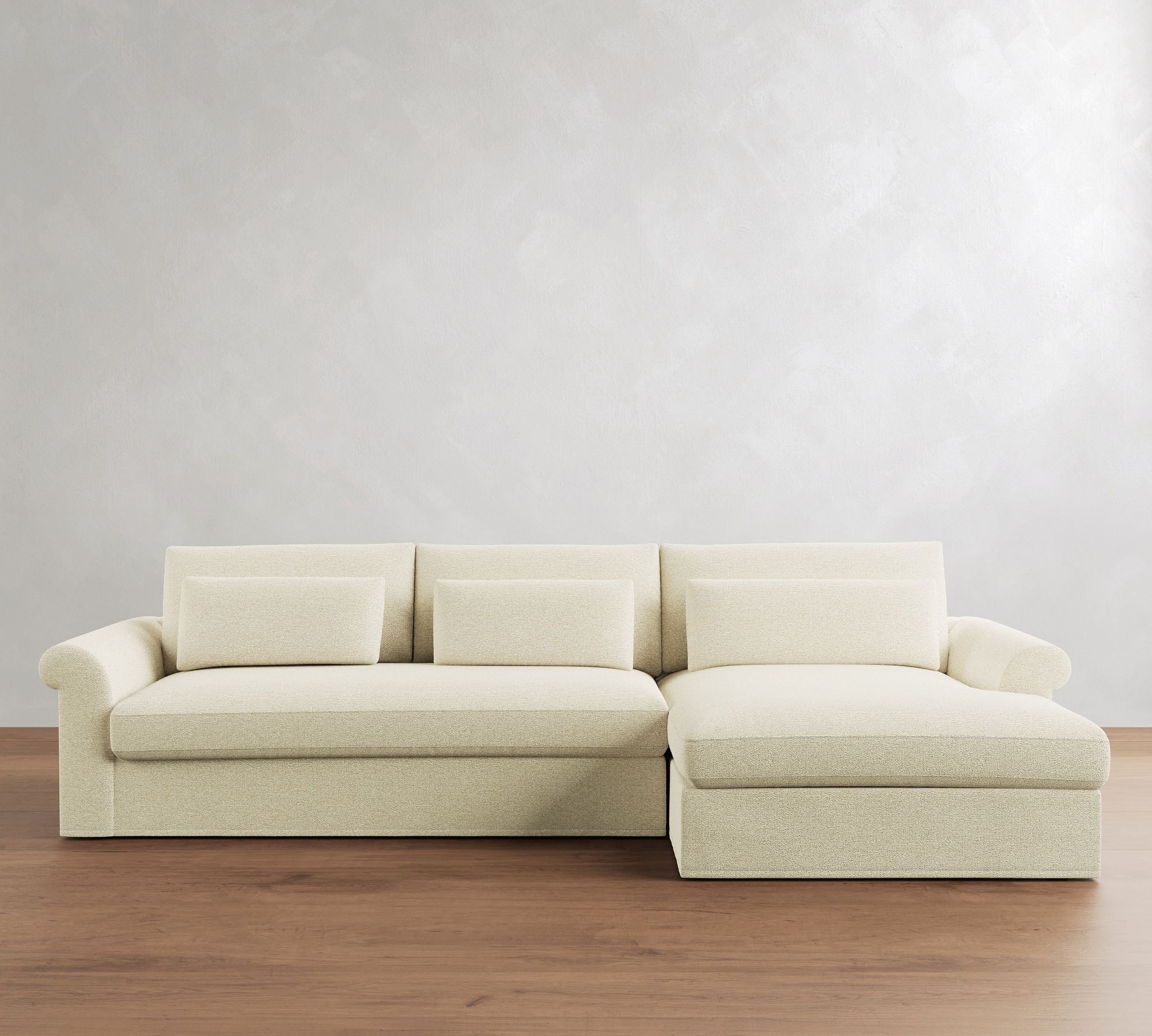 Westwood Roll Arm Deep Seat Slipcovered Chaise Sectional (136"-154")