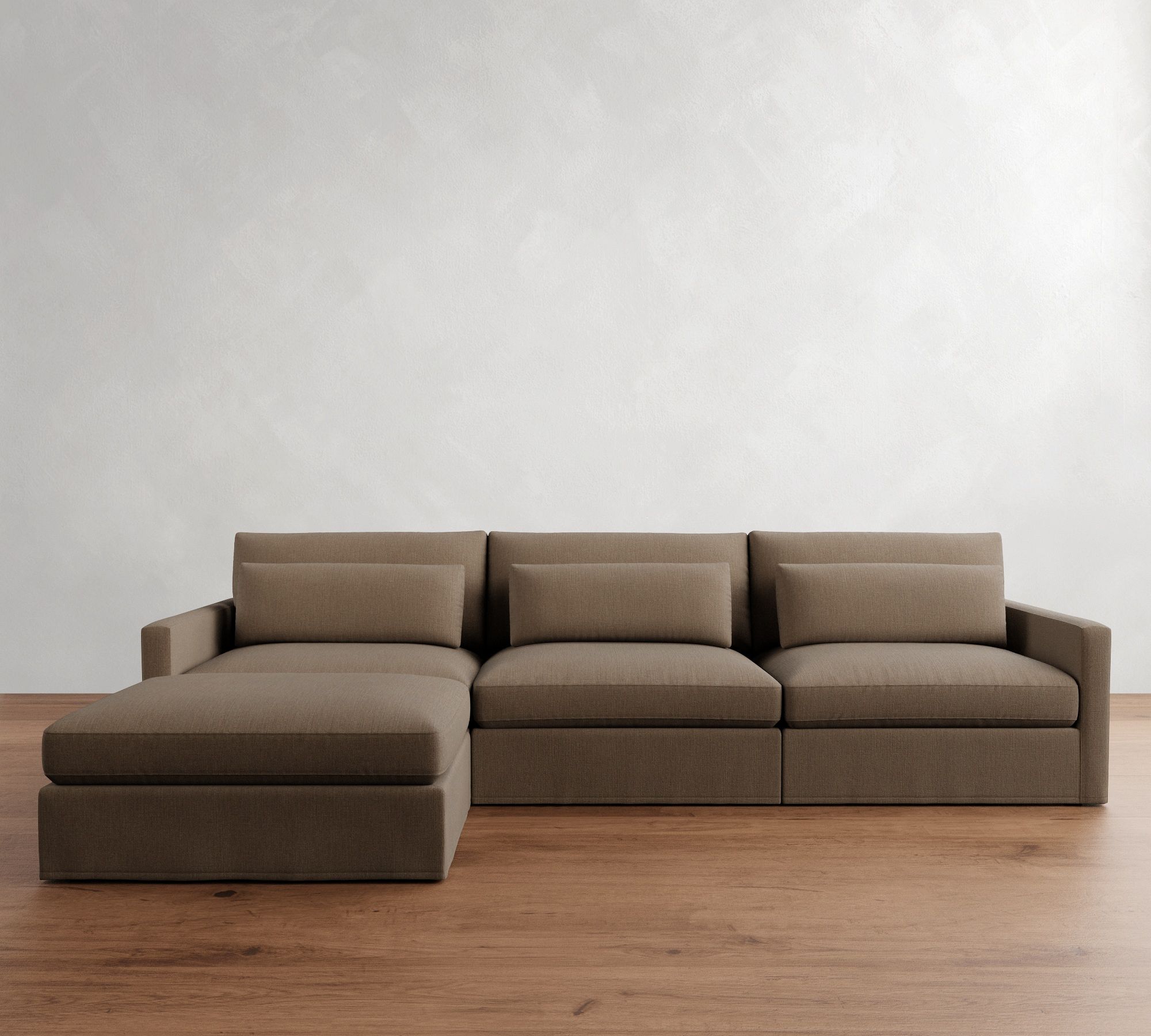 Westwood Slim Arm Deep Seat Slipcovered Modular Chaise Sectional (137")