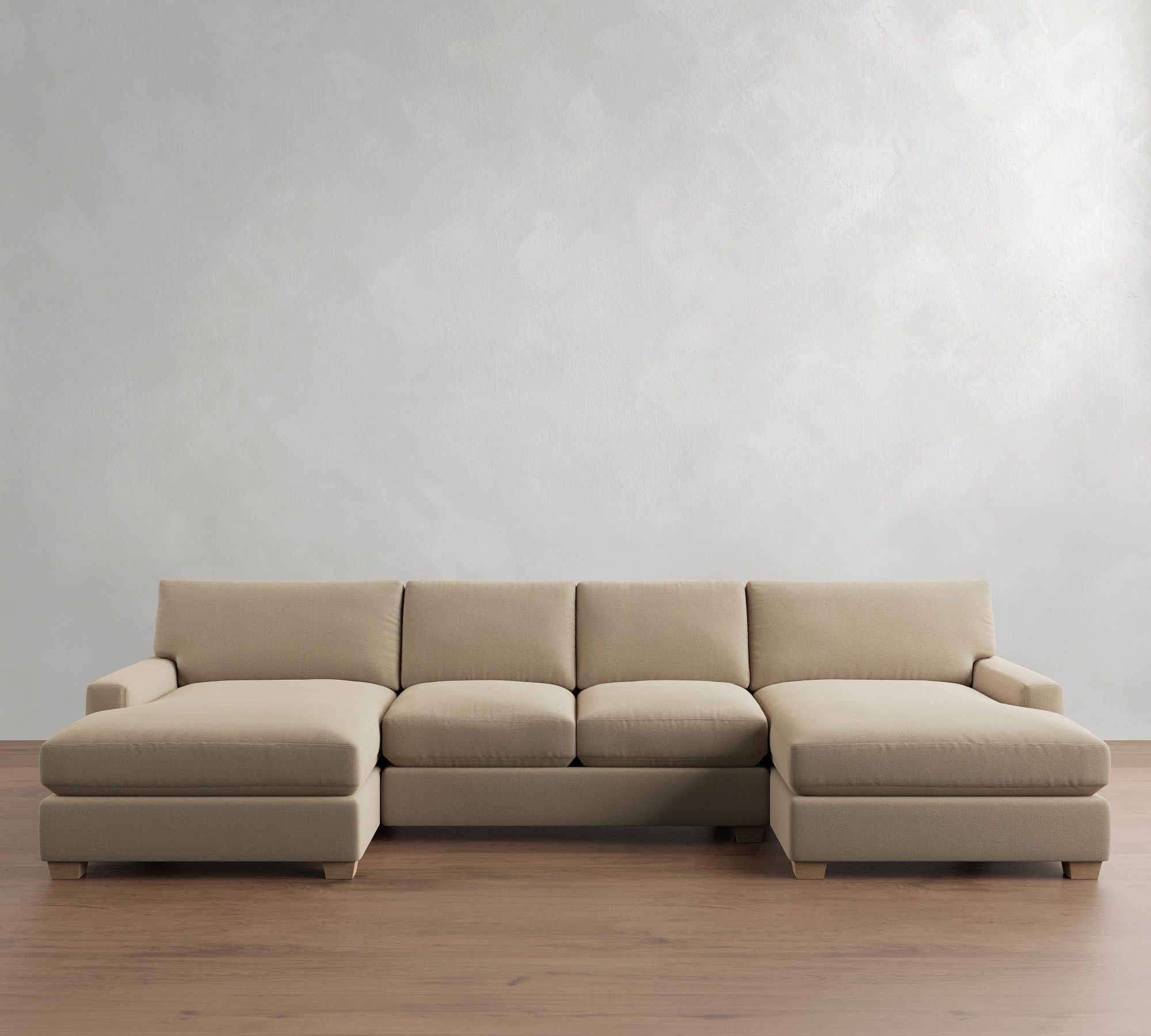 PB Comfort Modern Square Arm Double Chaise Sectional (129&amp;quot-164")