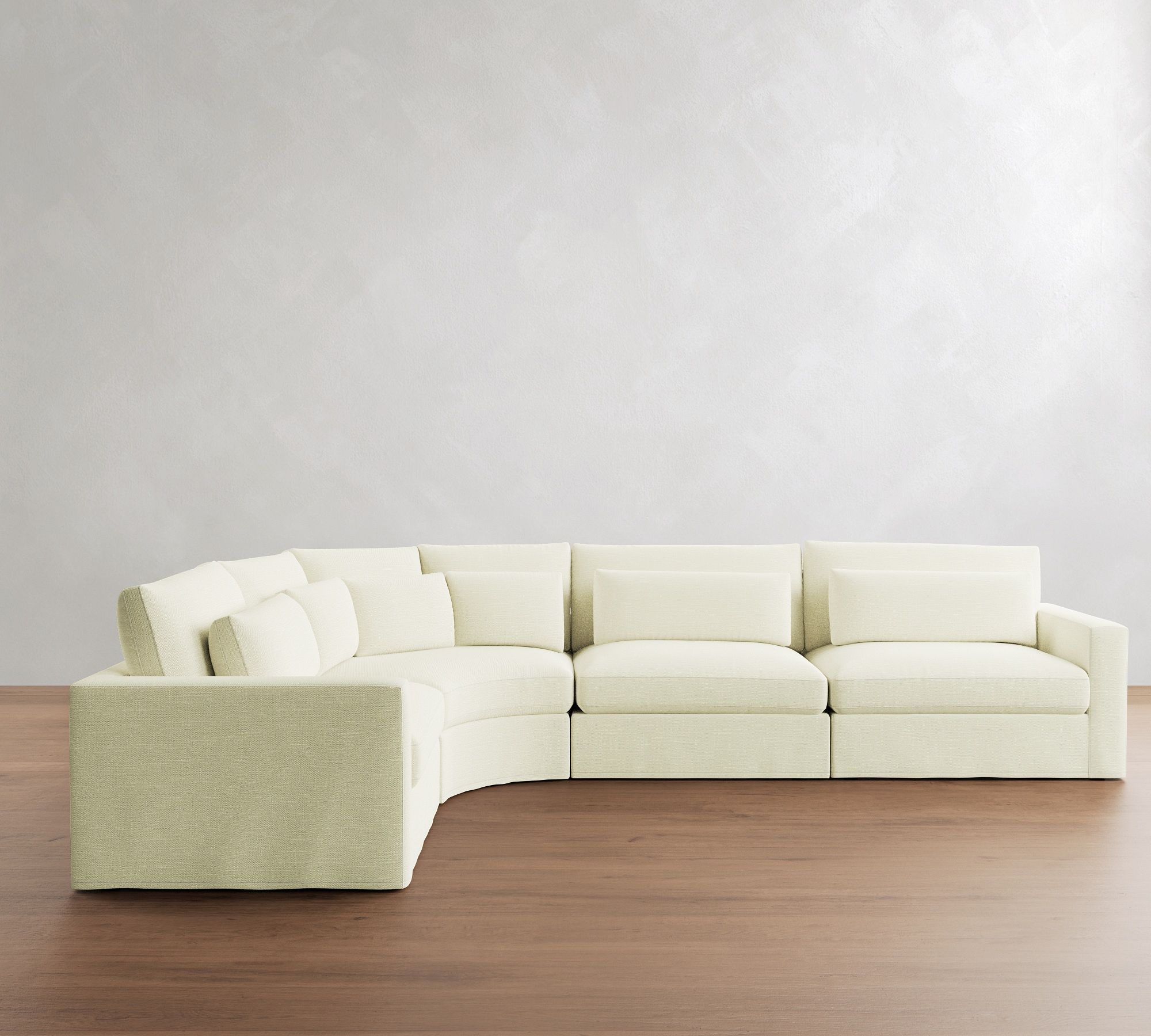 Westwood Square Arm Deep Seat Slipcovered 4-Piece Curved Wedge Sectional (156")