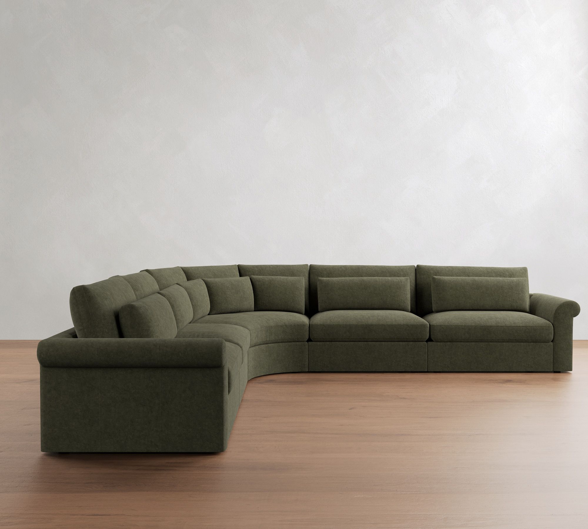 Westwood Roll Arm Deep Seat Leather 5-Piece Curved Wedge Sectional - thumbnail 9
