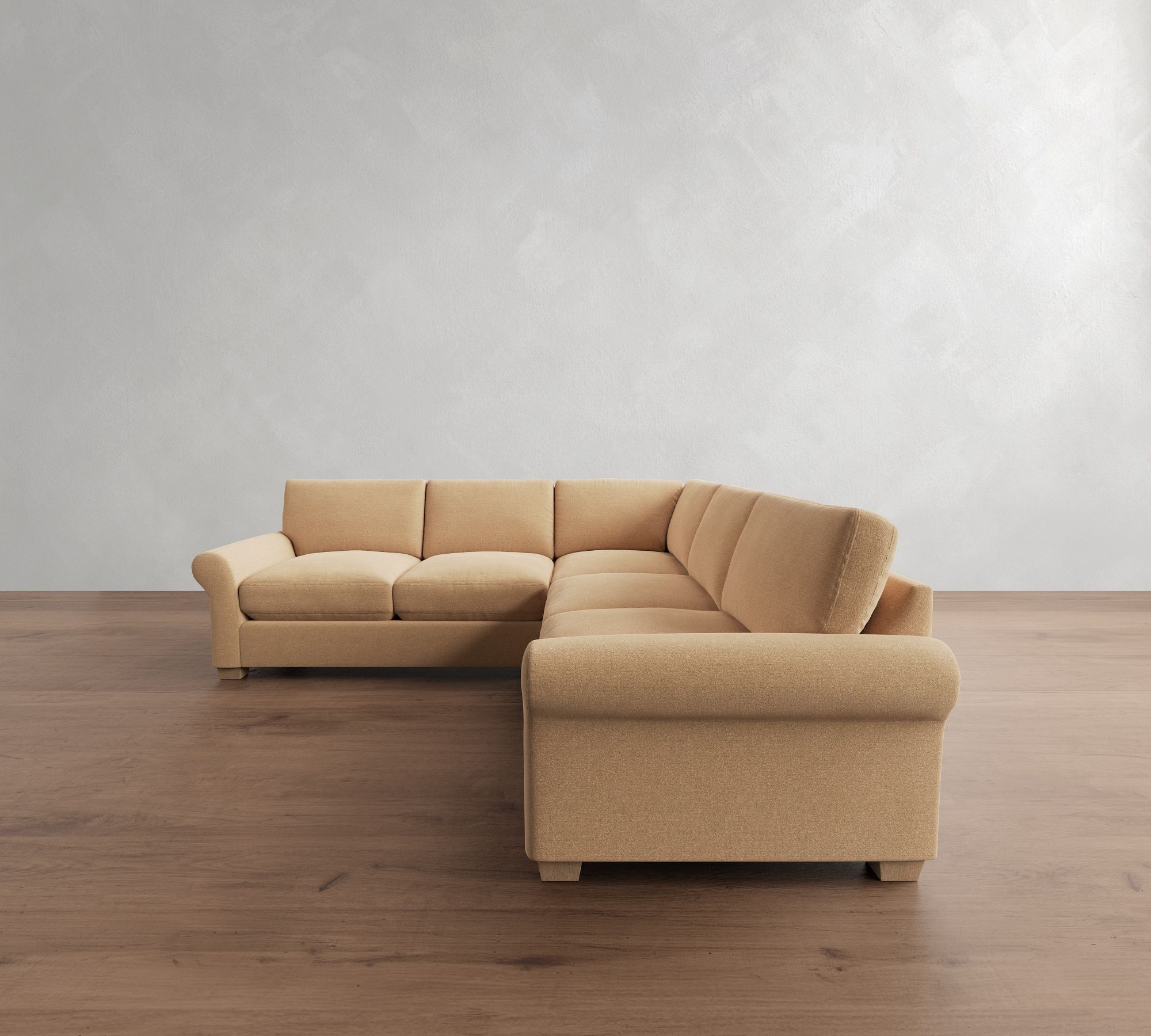 PB Comfort Modern Roll Arm 3-Piece L-Shaped Sectional (108")