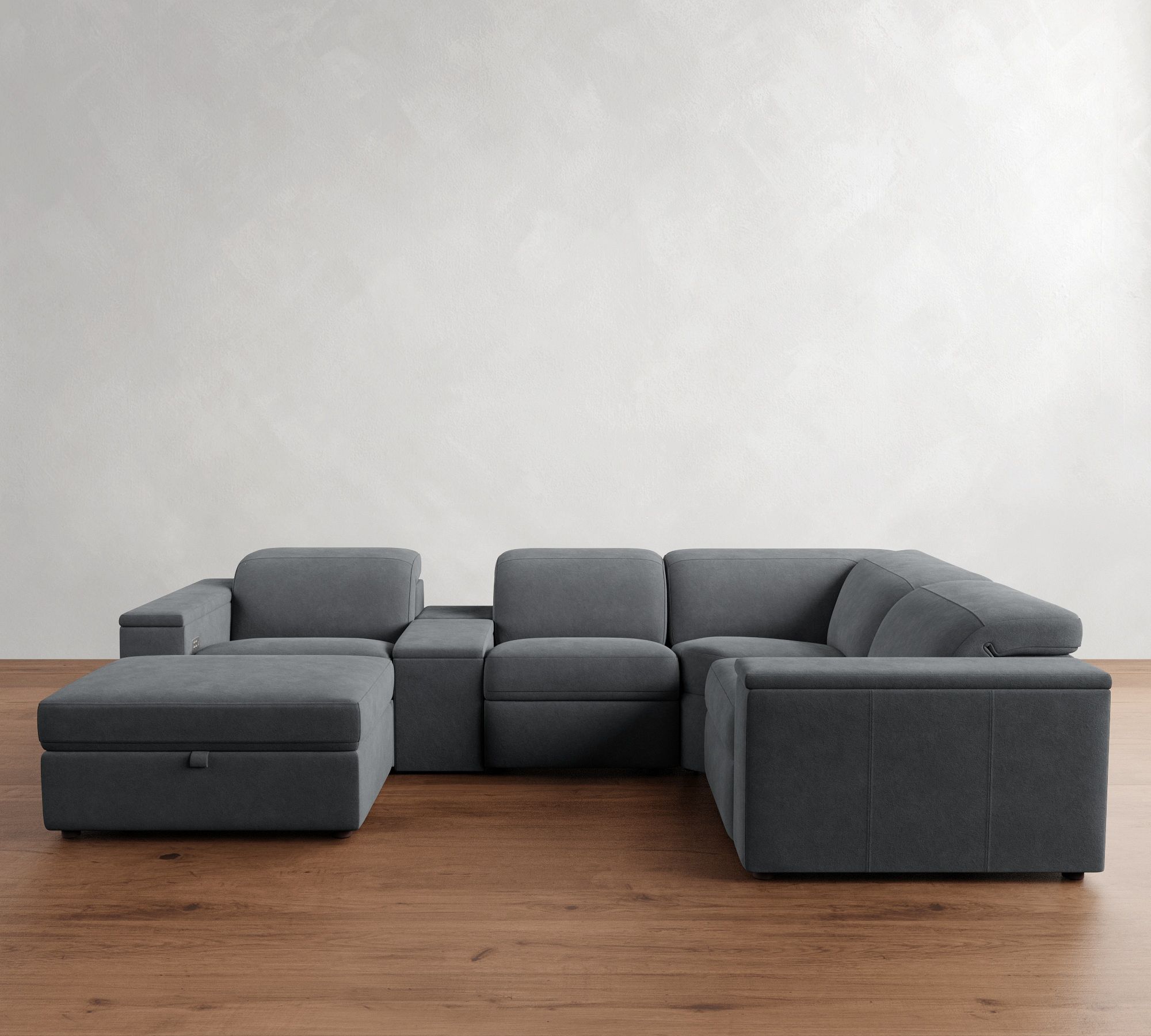 Ultra Lounge Square Arm Leather Reclining 6-Piece Sectional (130")