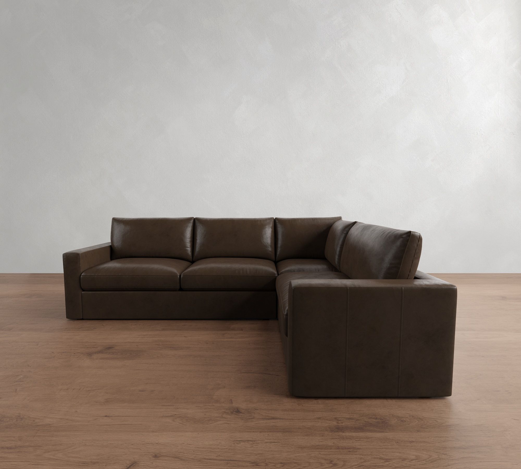 Westwood Square Arm Leather 3-Piece Sectional (117")