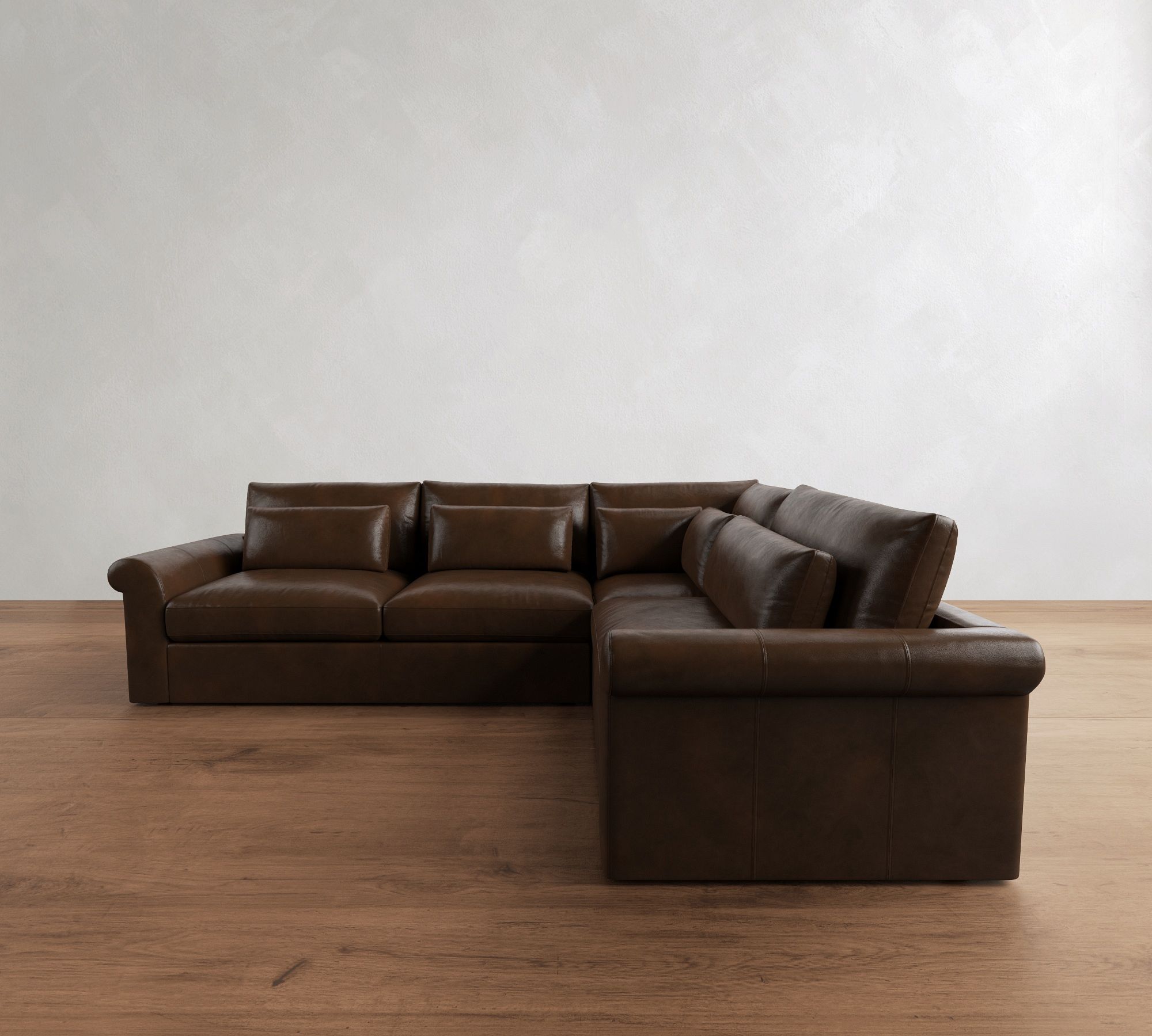 Westwood Roll Arm Deep Seat Leather 3-Piece Sectional