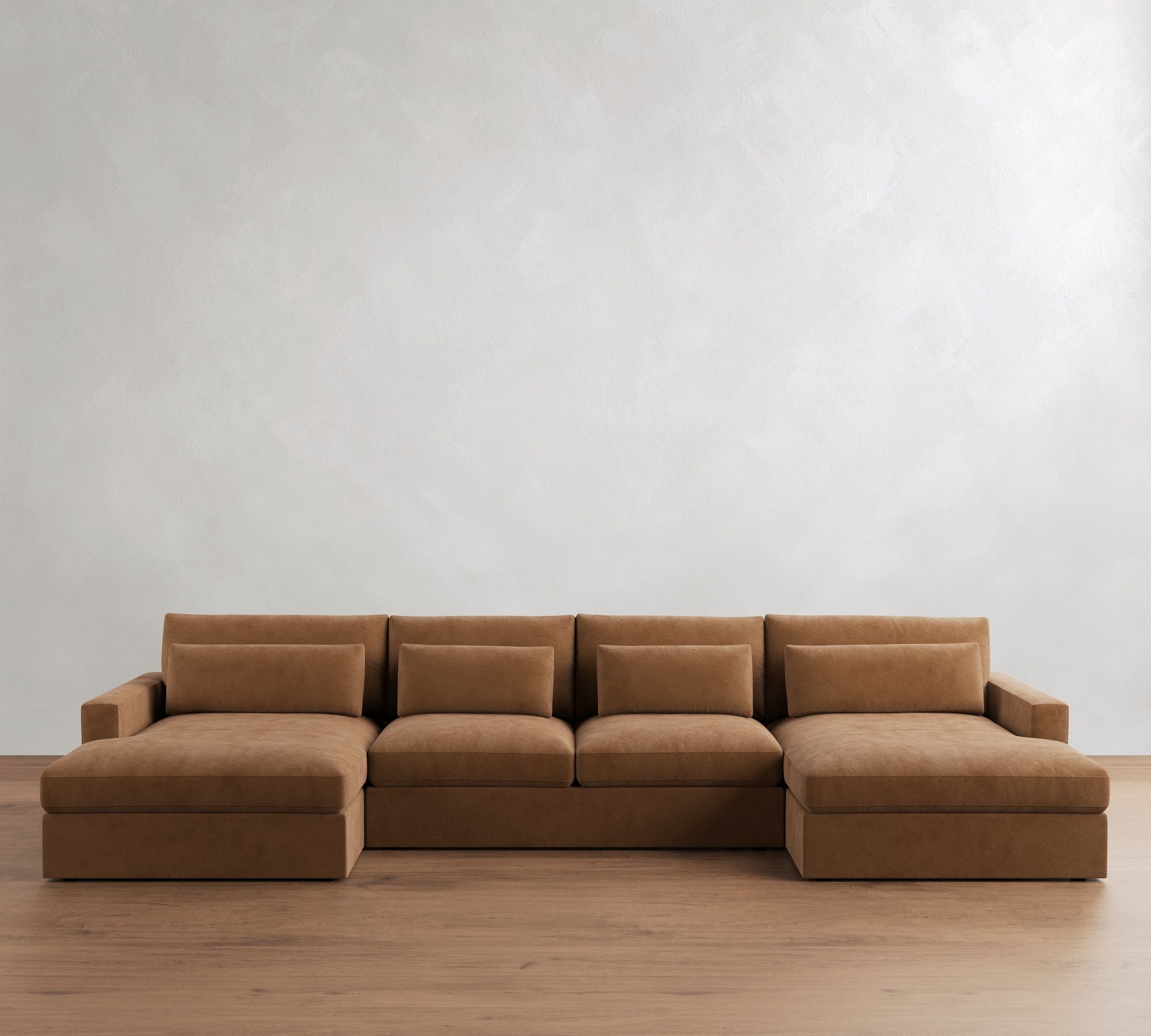 Westwood Square Arm Deep Seat Leather Double Chaise Sectional (172"-197") - thumbnail 10