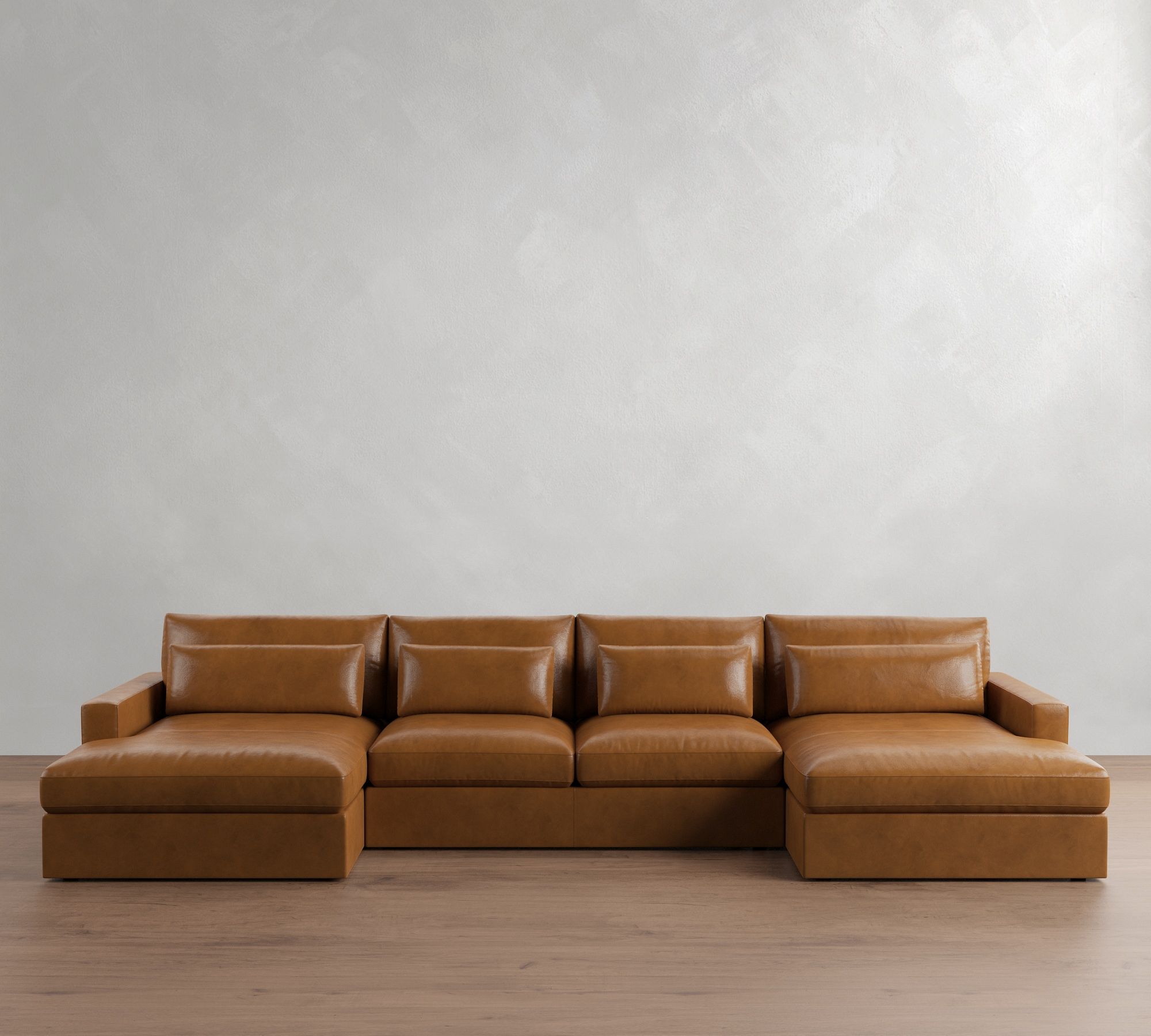 Westwood Square Arm Deep Seat Leather Double Chaise Sectional (172"-197") - thumbnail 6