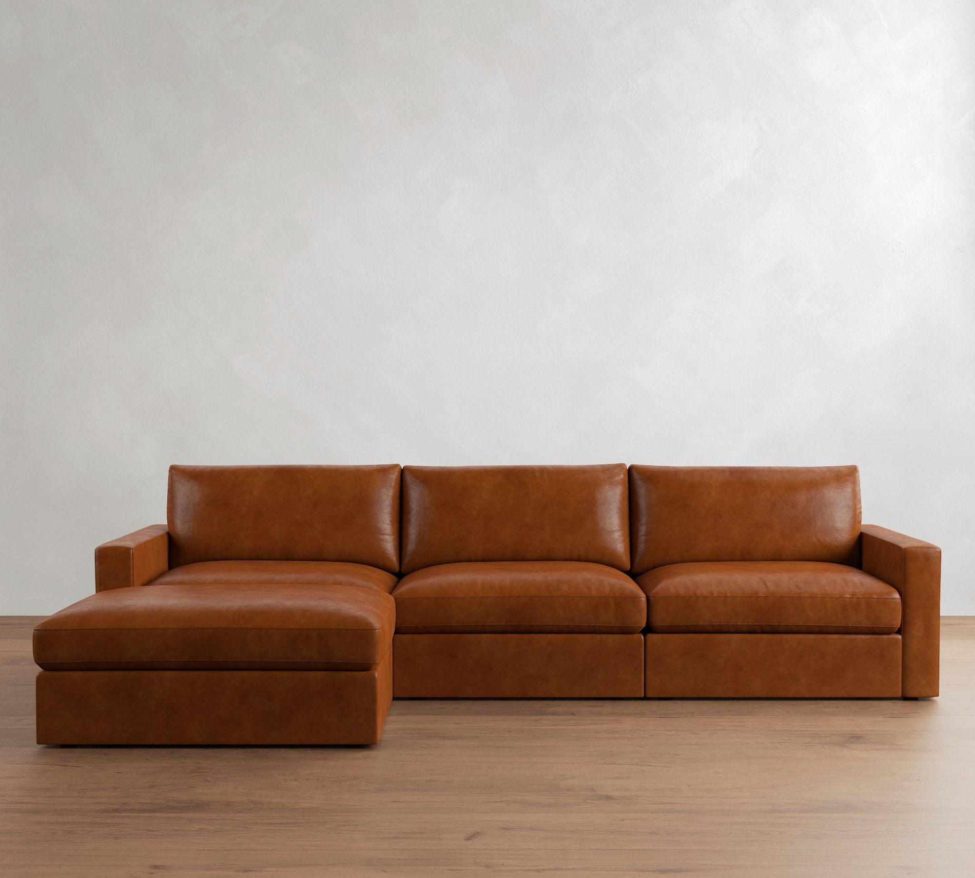 Westwood Square Arm Leather Modular Chaise Sectional (142")