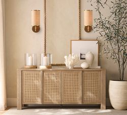 Andre Rattan Cylinder Sconce (14")