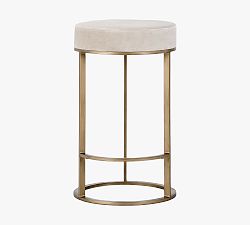 Open Box: Cutler Upholstered Counter Stool (26.5") - Velvet Beige, Brass Base