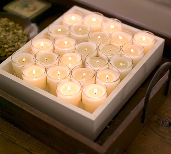 Unscented Filled Glass Votive Candles, Set of 16