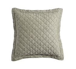 Open Box: Belgian Flax Linen Diamond Quilted Sham, Euro, Set of 3 - Dark Green