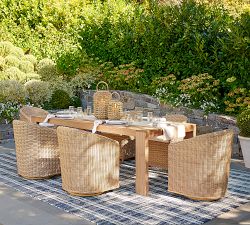 Huntington Wicker Slope Arm Swivel Outdoor Dining Armchair