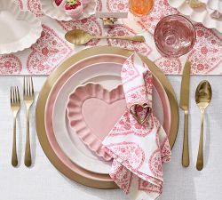 Heart Block Print Organic Cotton Napkins - Set of 4