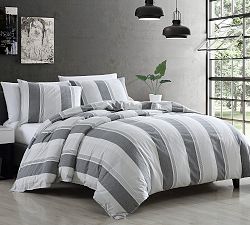 Open Box: 3-Piece Reilly Striped Percale Comforter &amp; Shams Set, King - Gray/Blue