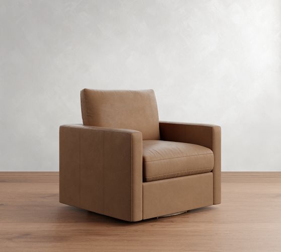 Westwood Slim Arm Leather Swivel Chair by Pottery Barn