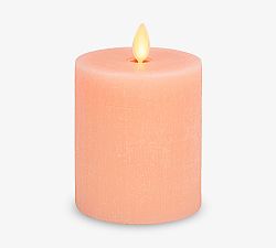 Open Box: Premium Flameless Linen Texture Pillar Candle (6.5") - Peach