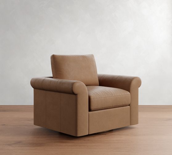 Westwood Roll Arm Leather Swivel Chair by Pottery Barn