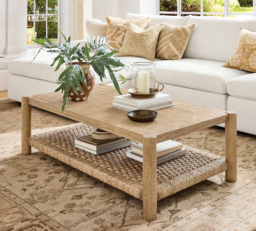 Bolinas Rectangular Woven Coffee Table (54") by Pottery Barn
