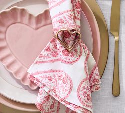 Heart Block Print Organic Cotton Napkins - Set of 4