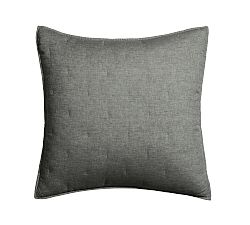 Open Box: Belgian Flax Linen Tufted Quilted Sham, Euro, Set of 2 - Heathered Charcoal