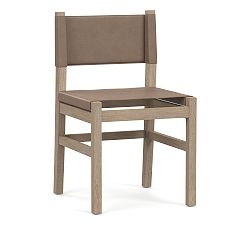 Open Box: Segura Leather Side Dining Chair - Legacy Taupe, Seadrift Legs