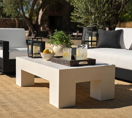 Pomona Concrete Chunky Leg Rectangular Outdoor Coffee Table (50