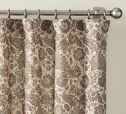 Open Box: Evalina Floral Paisley Print Curtain, 50"W x 108"L - Gray Flax