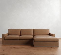 Westwood Square Arm Leather Chaise Sectional (130"&ndash;148")