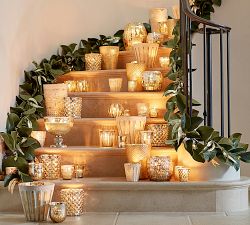 Eclectic Mercury Glass Candle Holders, Set of 6