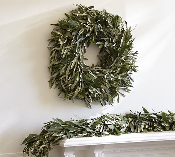 Live Olive Leaf and Myrtle Wreath & Garland