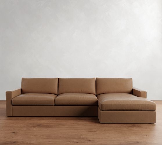 Westwood Square Arm Leather Chaise Sectional (130"-148") by Pottery Barn