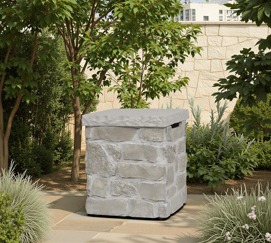 Jaren Square Stone Propane Tank Cover and Side Table (20
