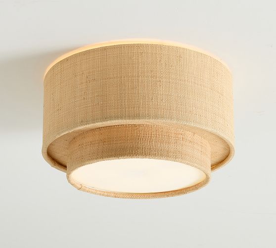 Andre Rattan Round Flush Mount (15") by Pottery Barn