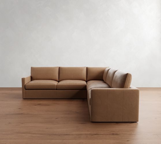 Westwood Slim Arm Leather 3-Piece Sectional (119") by Pottery Barn