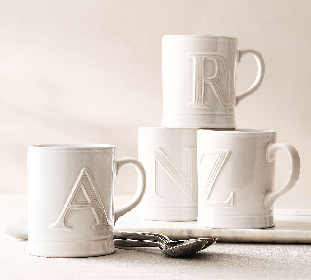 Embossed Alphabet Mug, I | Pottery Barn