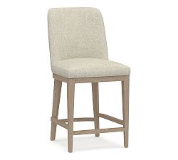 Open Box: Layton Upholstered Counter Stool (25") - Performance Heathered Basketweave Alabaster White, Seadrift