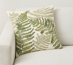 Fern Botanical Embroidered Pillow Cover