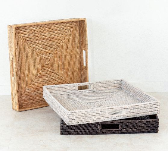Tava Handwoven Rattan Square Serving Tray