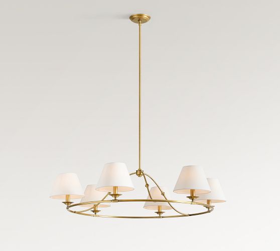 Oxford Metal & Linen Round Chandelier (36"-50") by Pottery Barn
