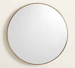 Open Box: Linden Round Mirror (30") - Tumbled Brass