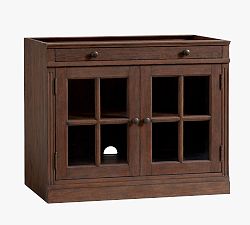 Open Box: Livingston Modular Glass Door Cabinet (35") - Brown Wash, Antique Bronze