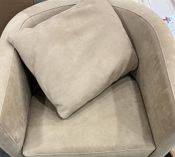 Open Box: Ayden Barrel Arm Leather Swivel Armchair (32") - Nubuck Wheat