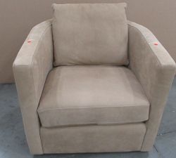 Open Box: Ayden Barrel Arm Leather Swivel Armchair (32") - Nubuck Wheat