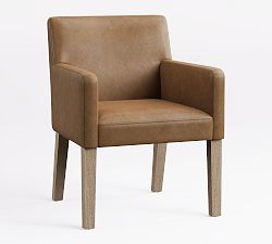 Open Box: Classic Leather Dining Armchair - Legacy Taupe, Seadrift