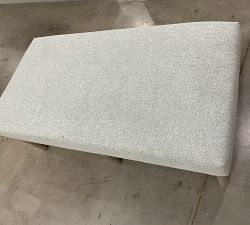 Open Box: Clyde Ottoman - Performance Heathered Basketweave Chambray, Gray Wash